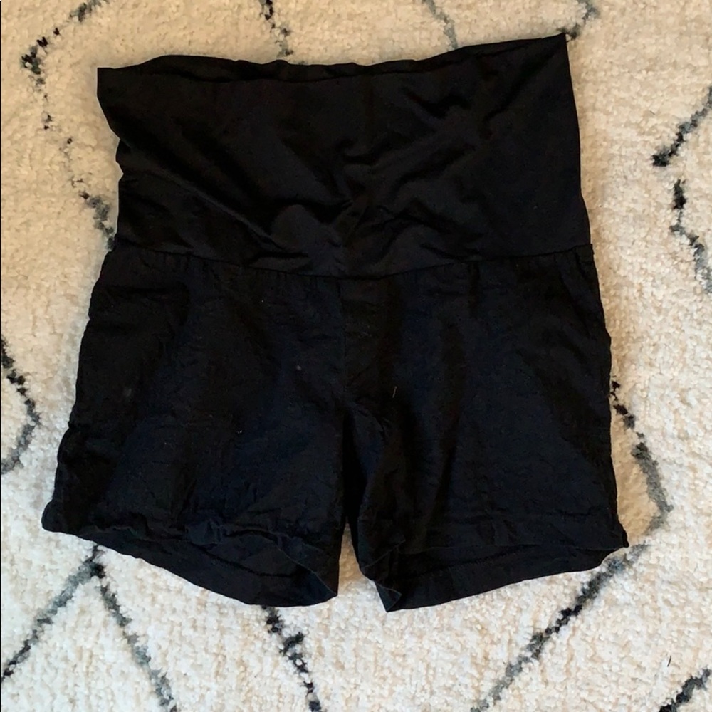 Black linen Maternity shorts